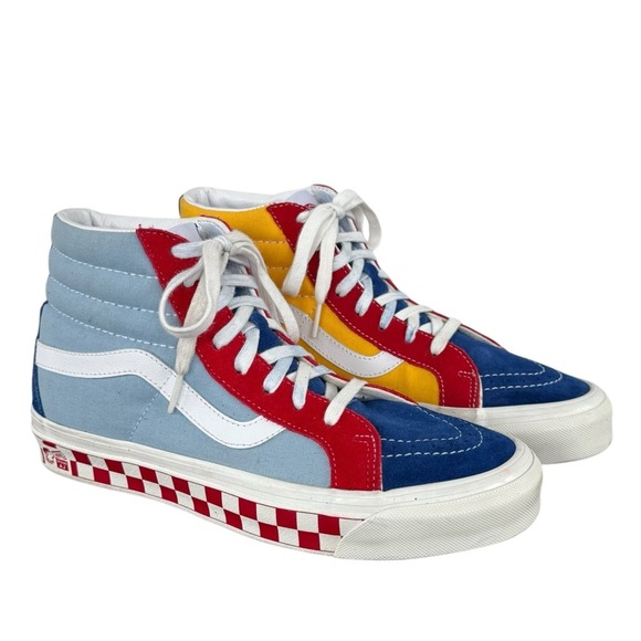VANS SK8-HI 38 DX Anaheim Factory Skate Shoes Blue Yellow Red | Men 8 Women 9.5 - Picture 1 of 12